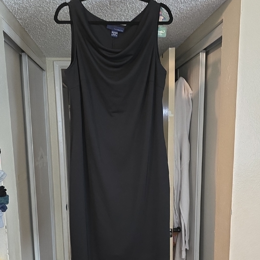 Venezia Black Sheath Midi Dress Cowl Neck